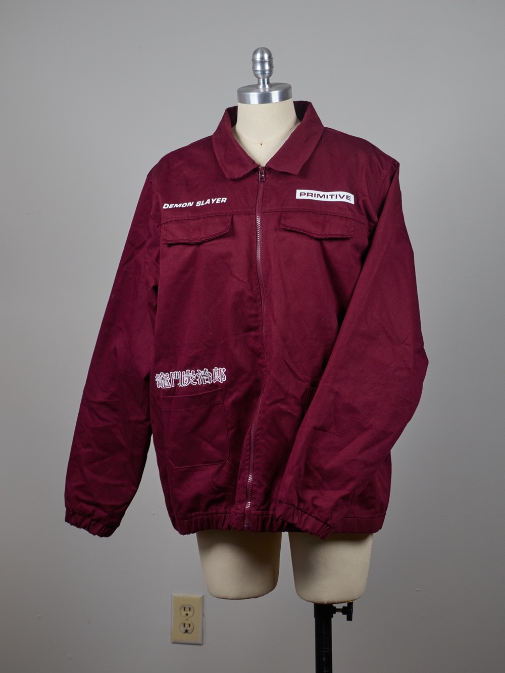 Primitive Maroon Lightweight Coach Jacket with Embroidered Logos